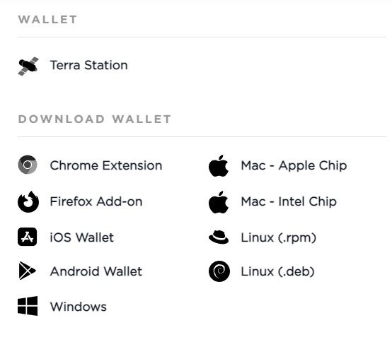 پلتفرم های مختلف کیف پول رسمی لونا / ویندوز موبایل و لینوکس