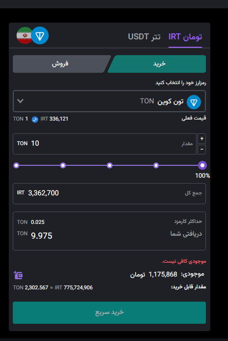 خرید تون کوین از نوبیتکس