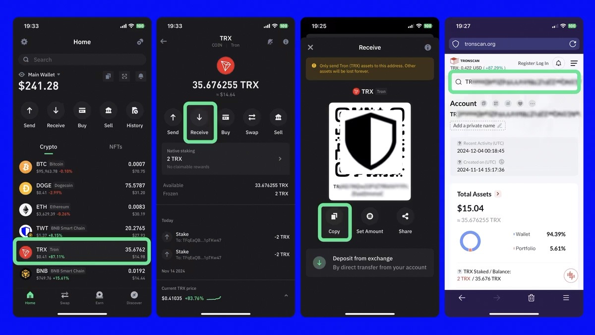 رفع ارور برداشت TRX از استیک در تراست والت