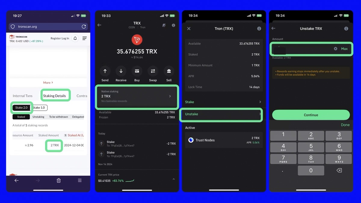 رفع ارور برداشت TRX از استیک در تراست والت