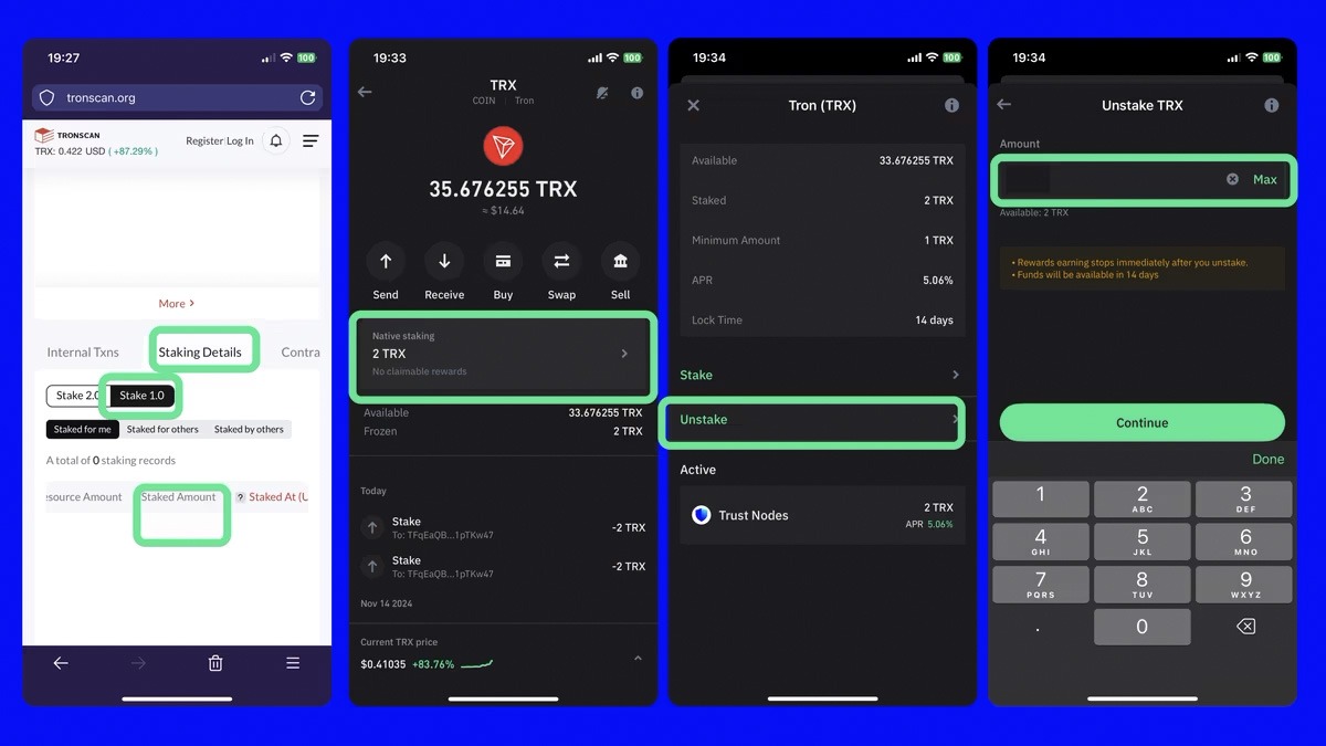 رفع ارور برداشت TRX از استیک در تراست والت